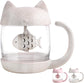 Petluno Glass Cat Teacup, Fish Infuser Water Bottle, 250ML Bulk Strainer White