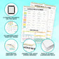 Petluno 52 Sheets Pastel Rainbow Undated Magnetic Weekly Meal Planner for Fridge with Grocery List and 4 Strong Magnets - 7x10in Spring-Bound, Refrigerator Mountable, Easy Tear-Off Design