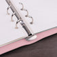 Petluno A6 PU Leather Notebook Binder 6 Ring Refillable Budget Cover for Refill Paper, Loose Leaf Personal Planner Organizer with Magnetic Buckle School, Office, Travel & Photocard, Pink