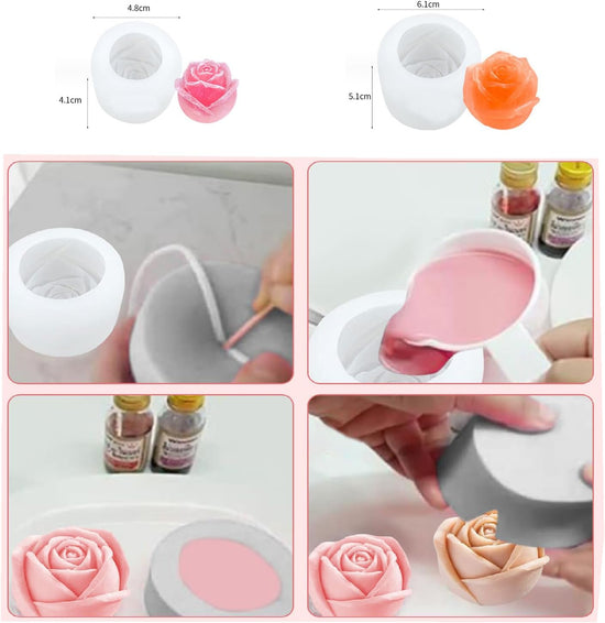 2 candle-shaped molds for pouring, 3D silicone for Mother&