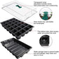 Petluno 4-piece seedling trays, 24-cell plastic seedling propagation trays, flower seed growing containers with adjustable ventilation openings for greenhouse, garden, home (with lids and bases)