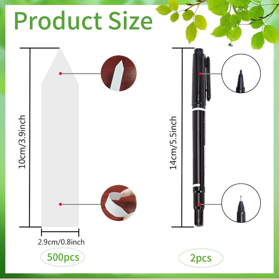 Petluno 500 pieces plant labels, plastic plant tags, white plant stakes, stake labels, weatherproof, garden labels with 2 black felt tip pens for outdoor, garden, plants, flowers (white) white