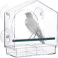 Strong suction window bird feeder, large capacity window bird feeder with removable seed tray and drainage holes for bird food, suitable for Dunnock, Blue Tit, Robin and small wild birds, 21 cm x 20 cm x 10 cm