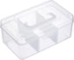 Petluno Clear Stackable Storage Box with Divider Tray, Plastic 3-Compartment Multi-functional Container for Nail Polish, Toys, Crafts, Stationery, Sewing, Fishing Gear Transparent Small