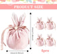 Easter bags with drawstring, 4 pieces of velvet Easter bags, ear-shaped Easter bags, for filling, for candy, cookies, snacks pink