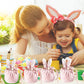Easter bags with drawstring, 4 pieces of velvet Easter bags, ear-shaped Easter bags, for filling, for candy, cookies, snacks pink