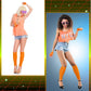 Petluno Elastic Neon Leg Warmers and Fingerless Gloves, 80s Set, Costume Accessory (Orange), Orange, One Size