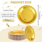 Party plates, dessert plates, 50 pieces, gold foil, plate set, 18 cm, party tableware, set, gold paper plates, birthday, party, tableware