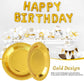 Party plates, dessert plates, 50 pieces, gold foil, plate set, 18 cm, party tableware, set, gold paper plates, birthday, party, tableware