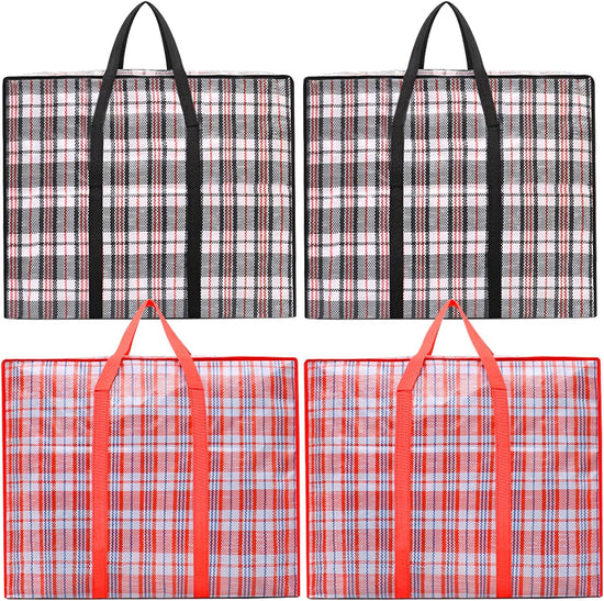 Storage bags, 4 pieces, large reusable moving bags, with zip closure and handles, storage bag, clothing, laundry bag, capacity, multifunctional for duvets