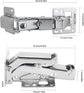 Spring-loaded hinge, 170 degrees, for kitchen cabinets, door hinges, large angle door hinges, angle stop, self-closing hinge, 4 pieces, improved version with buffer damping
