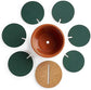 Flee 6-Piece Green Coaster Set with Flower Pot Shaped Holder for Drinks,Coffee,Cup