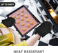 1 Pair Short Oven Mitts - Silicone Kitchen Oven Gloves High Heat Resistant 500℉, Mini Oven Mits with Non-Slip Grip Surfaces and Hanging Loop for BBQ, Baking, Cooking and Grilling (Black)