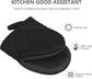 1 Pair Short Oven Mitts - Silicone Kitchen Oven Gloves High Heat Resistant 500℉, Mini Oven Mits with Non-Slip Grip Surfaces and Hanging Loop for BBQ, Baking, Cooking and Grilling (Black)