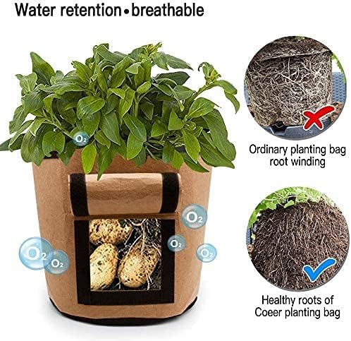 3 Pack 10 Gallon Grow Bags, Breathable Nonwoven Fabric Pots, Potatoe Grow Bag with Handles,Heavy Duty Thickened Vegetable/Flower/Plant Grow Bags(3 Color)
