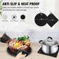 4 Pack Silicone Trivet Mats, Heat Resistant Pot Holders Non-Slip Hot Pads for Kitchen, Silicone Trivets for hot pots 2 Square and 2 Round Mats (Black)