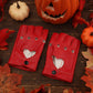 1 Pair Half Finger Leather Gloves - Stylish Red Fingerless Biker Punk for Halloween, Women, Girls, Cosplay, Performance