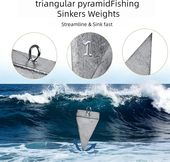 Fishing Weights Pyramid Sinkers Kit Bullet for Ocean Saltwater Surf Gear Tackle 1oz 2oz 3oz