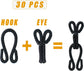 30 Pcs Sewing Hook and Eye Closure Fur Hooks Eyes for Crafts Clothing Locks Bras Coats DIY Craft Projects Pet (Black) BLACK