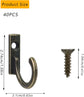 40 Pieces Key Hooks Jewelry Small Hook Wall Mounted Single for Hanging Clothes Hat Kitchen Bathroom Towel Farmhouse Retro Craft Projects Bronze