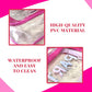 Clear Makeup Bag Travel Toiletry Organizer, Transparent PVC Cosmetic with Zipper, Waterproof Shower Organizer(Party Patterns Pink)