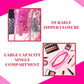 Clear Makeup Bag Travel Toiletry Organizer, Transparent PVC Cosmetic with Zipper, Waterproof Shower Organizer(Party Patterns Pink)