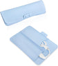 2-in-1 Heat Resistant Silicone Mat Travel Case, Soft Folding Storage Bag with 2 Pockets for Curling Iron, Flat Hair Straightener Non-Slip, Portable Hot Styling Tools(Blue)