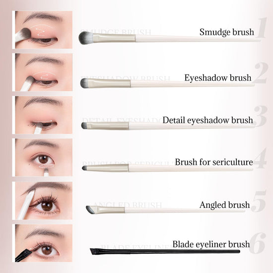 6Pcs Eye Makeup Brush Set, Soft Hairs Eyeshadow Kit, Professional Eyes for Concealer Eyebrows Eyeliner Highlighter with Snap-On Case, Beginner Friendly