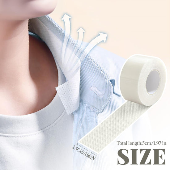 2 Rolls Collar Protector 2.5cm x 5m Invisible Self-Adhesive Sweat Pads for Shirt Collars & Hat Brims, Disposable Cutting Length Sweat-Absorbing Neckline Tape Neck Liner Against Stain