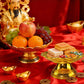 Buddhist Offering Plate Tray base with Golden Lotus Design - Serving for Fruit Offering, Home Dining,Temple Rituals( 2-Pack Base) 2PCS Base
