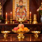 Buddhist Offering Plate Tray base with Golden Lotus Design - Serving for Fruit Offering, Home Dining,Temple Rituals( 2-Pack Base) 2PCS Base