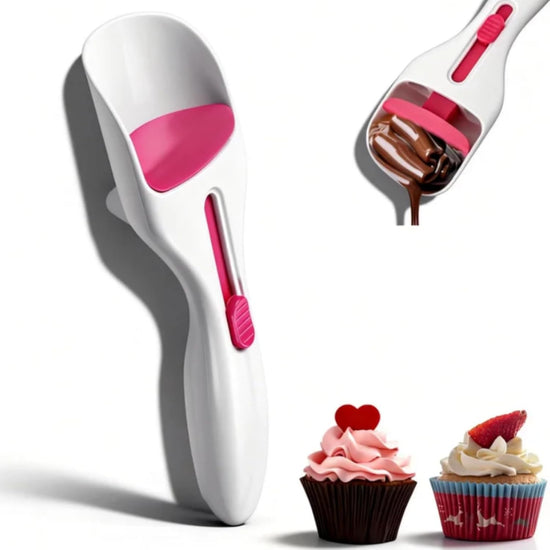 Cupcake Batter Scoop, Scoop Dispenser Sliding Button Baking Cake Dispensing Spoon for Baking, Pastry & Decorating