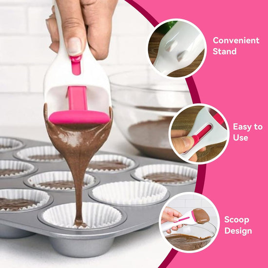 Cupcake Batter Scoop, Scoop Dispenser Sliding Button Baking Cake Dispensing Spoon for Baking, Pastry & Decorating