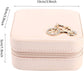 Small Jewelry Box, Travel Case PU Leather Organizer Storage Holder Portable Jewellery Display for Necklace Earring Rings (Double layer bare powder bicycle)