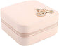 Small Jewelry Box, Travel Case PU Leather Organizer Storage Holder Portable Jewellery Display for Necklace Earring Rings (Double layer bare powder bicycle)
