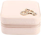 Small Jewelry Box, Travel Case PU Leather Organizer Storage Holder Portable Jewellery Display for Necklace Earring Rings (Double layer bare powder bicycle)