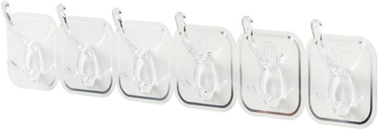 6Pcs Acrylic Wall Mounted Necklaces Organizer,6 Hooks Jewelry Stand Organizer,No Drilling Hanging Hook Strong Bearing Capacity for Kitchen Bathroom(White)