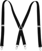 Mens Suspenders,Back Hidden Suspender,Adjustable Stretchable 2.5x110cm/1.0x43.3in Clip Suspenders Fit 4 Metal Buckles Pants for Adult(black)