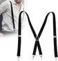 Mens Suspenders,Back Hidden Suspender,Adjustable Stretchable 2.5x110cm/1.0x43.3in Clip Suspenders Fit 4 Metal Buckles Pants for Adult(black)