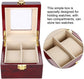 Wooden Watch Box, 2 Slots Storage Case Organizer Beige Soft Flannel Lining Red Box for Men with Clear Lid