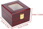 Wooden Watch Box, 2 Slots Storage Case Organizer Beige Soft Flannel Lining Red Box for Men with Clear Lid
