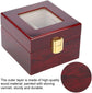 Wooden Watch Box, 2 Slots Storage Case Organizer Beige Soft Flannel Lining Red Box for Men with Clear Lid