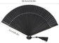 Hand Fans for Women Foldable, Black Folding Fan with Gift Box Silk Bamboo Frames Cosplay Party Props Decoration Small