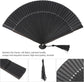 Hand Fans for Women Foldable, Black Folding Fan with Gift Box Silk Bamboo Frames Cosplay Party Props Decoration Small