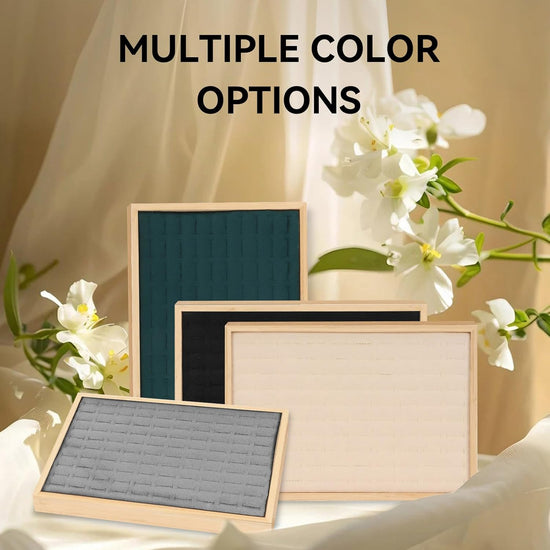 Rings Organizer Tray, 100 Slots Ring Earrings Trays Velvet Jewelry Display Tray Earring Storage Box rawer for Women Girls(grey)