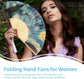 Foldable Hand Fan, 2PCS Held Silk Folding Fan Chinese Handheld with Frames Decorative Starry Night Pattern for Dancing Cosplay Wedding Party Props Decoration