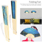 Foldable Hand Fan, 2PCS Held Silk Folding Fan Chinese Handheld with Frames Decorative Starry Night Pattern for Dancing Cosplay Wedding Party Props Decoration