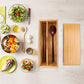 Wooden Cutlery Box with Lid, Small Drawer Organizer Kitchen, in for Spoon Utensil Chopsticks Kitchen Countertop, 10.6x4.3x2.5inch