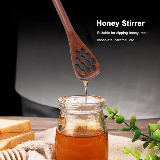 3PCS Honey Dipper Sticks, Long Handle Mixing Stick Mini Honeycomb Drizzler Wooden Spoon Stirrer for Collecting Dispensing Drizzling Jam