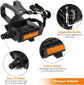 1 Pair Bike Pedals, Pedals with Toe Cages Road Bicycle Clip Adjustable Clips Straps for Wide Shoes Indoor Outdoor Cycling